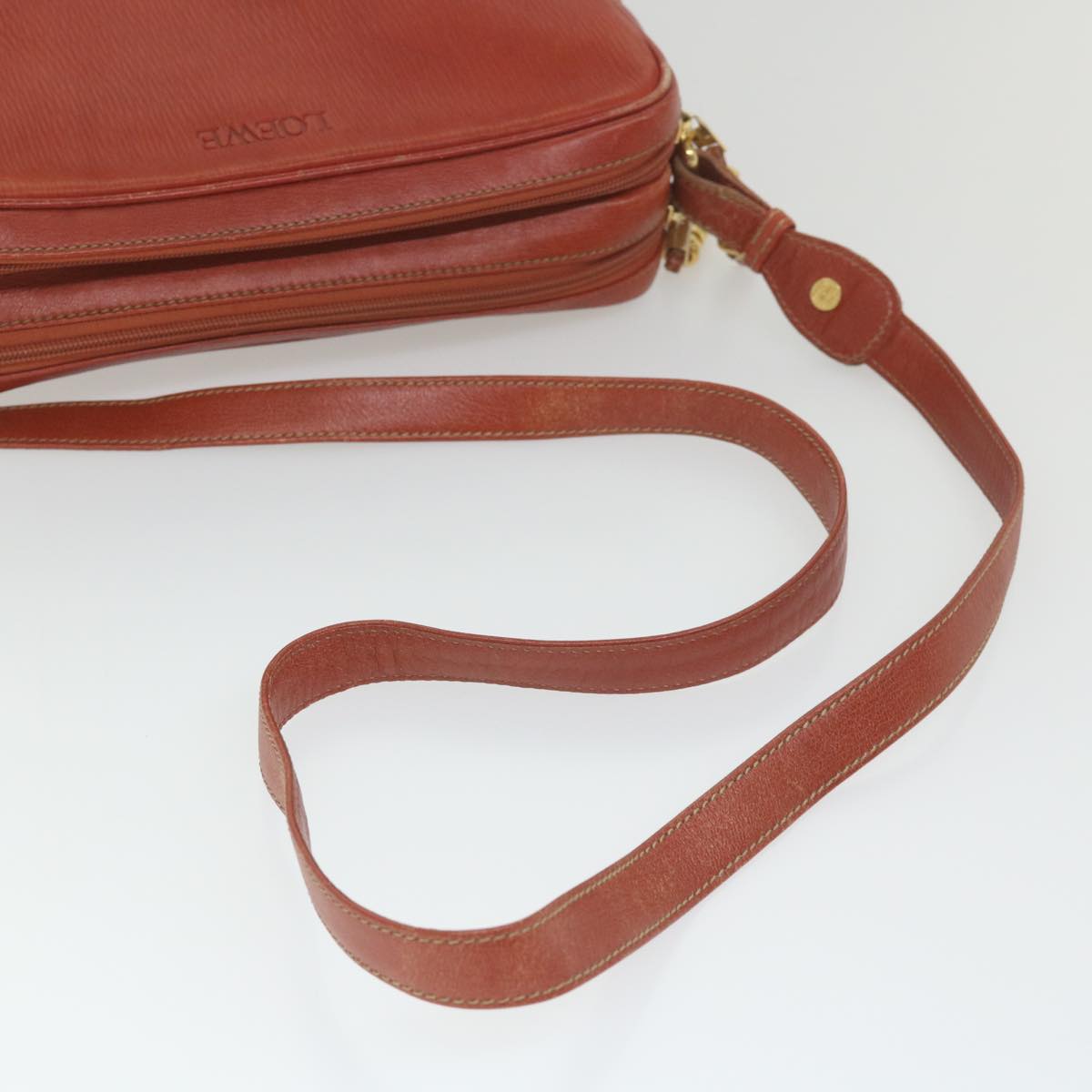 LOEWE Shoulder Bag Leather Red Auth ep2257