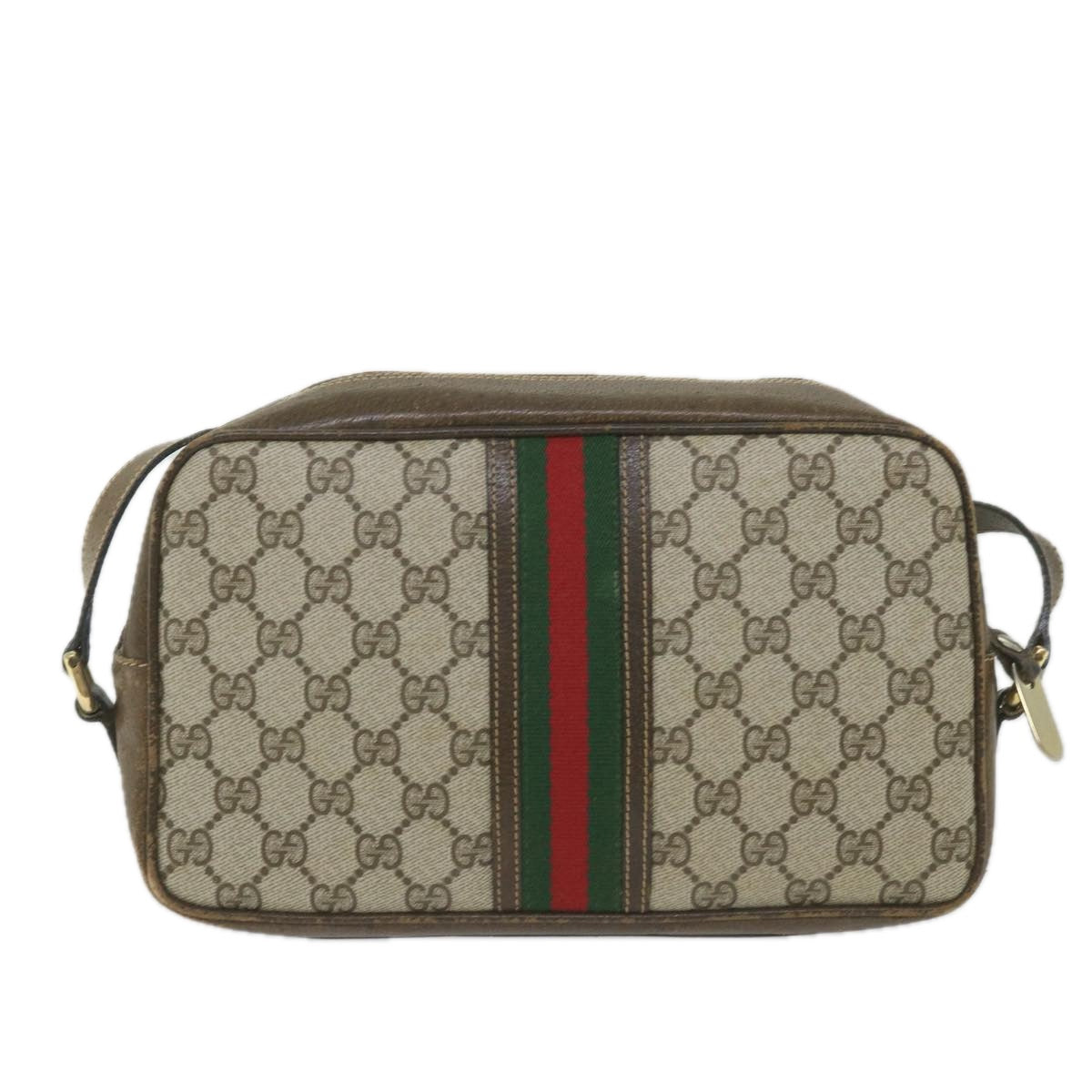 GUCCI GG Supreme Web Sherry Line Shoulder Bag Red Beige Green Auth ep2271 - 0