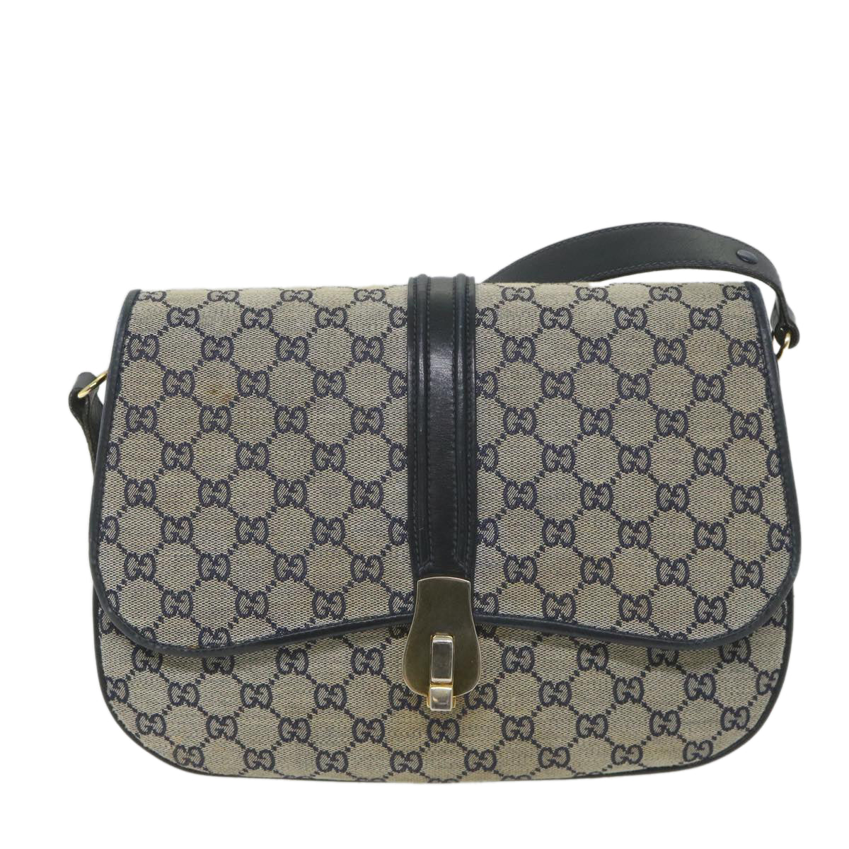 GUCCI GG Canvas Shoulder Bag Navy Auth ep2274