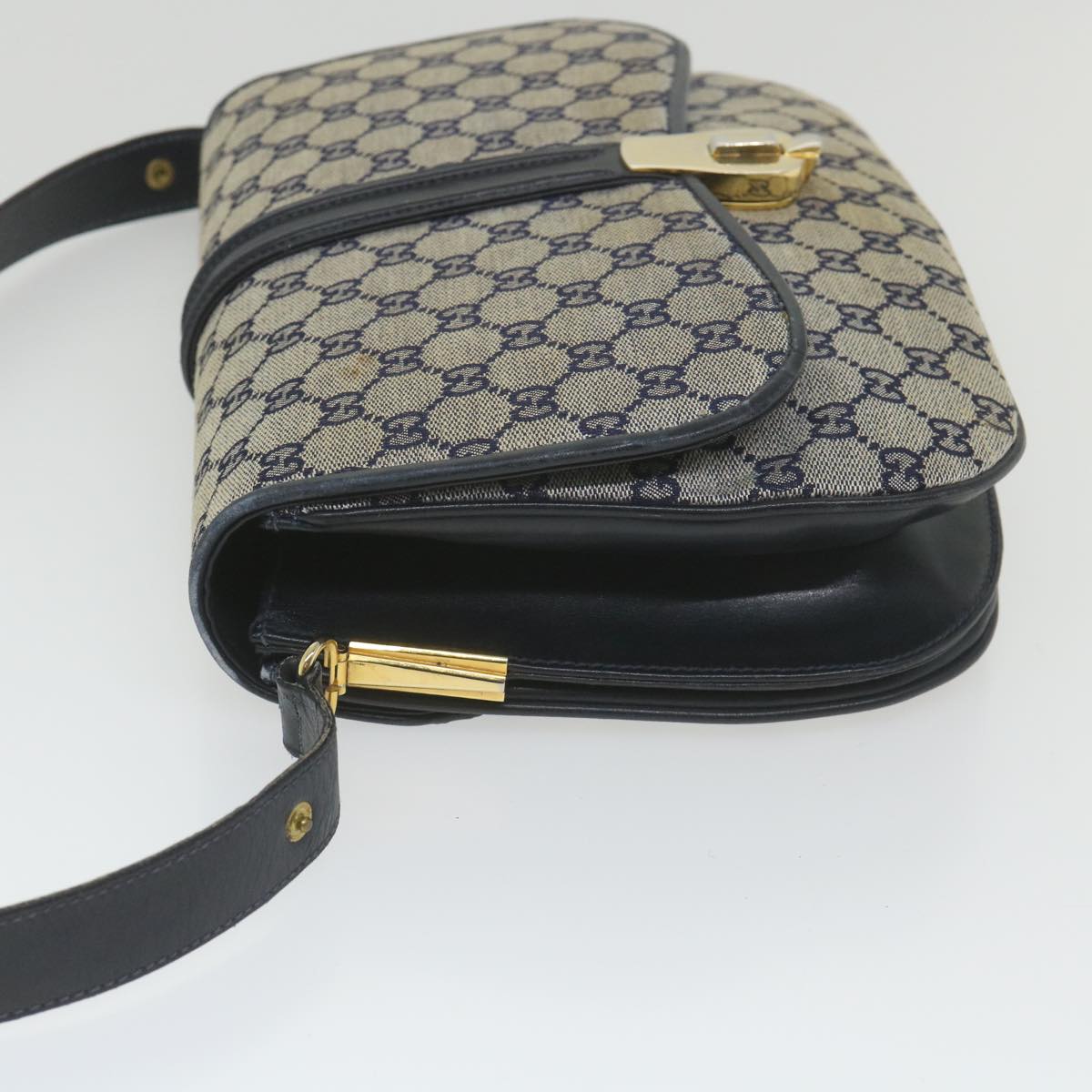 GUCCI GG Canvas Shoulder Bag Navy Auth ep2274