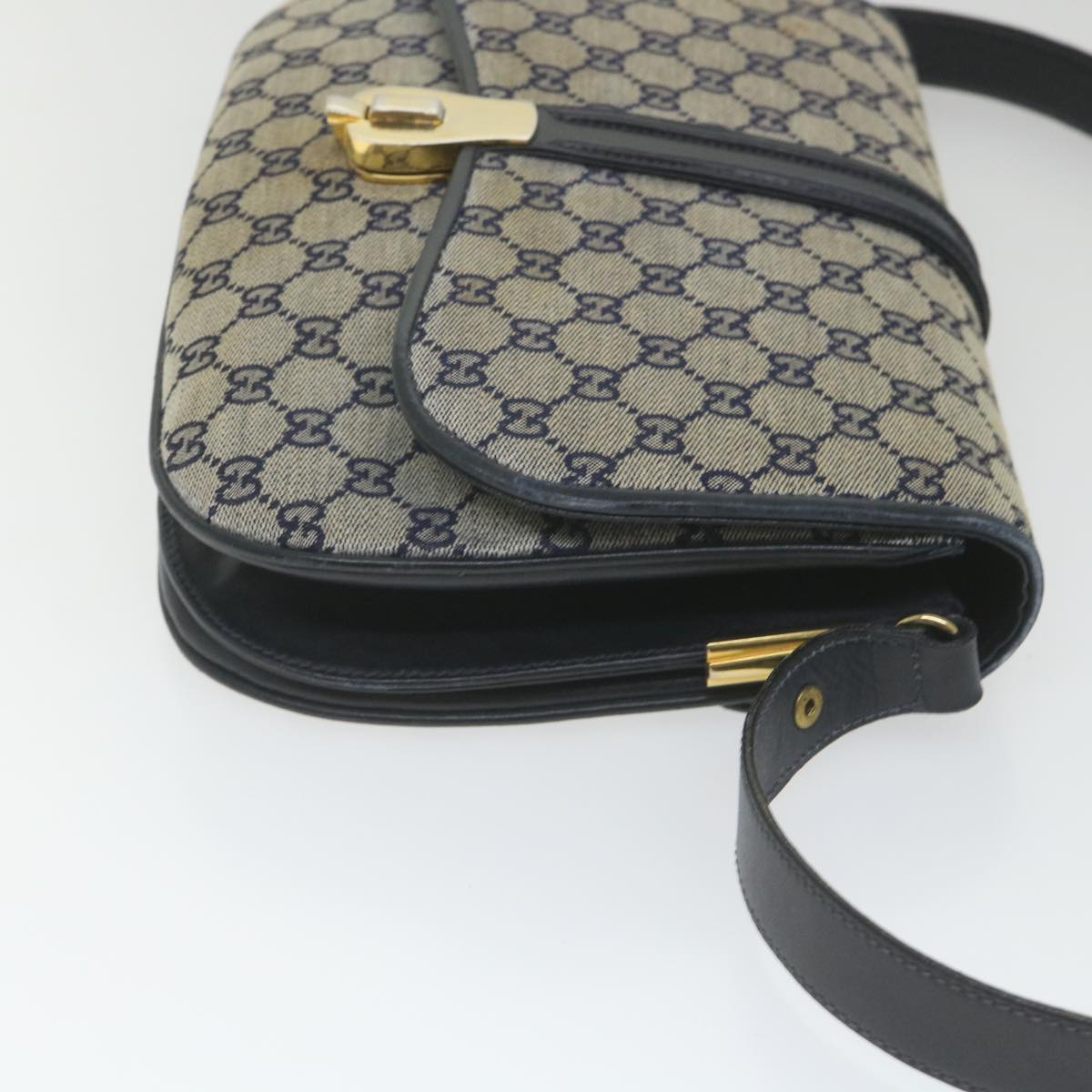 GUCCI GG Canvas Shoulder Bag Navy Auth ep2274