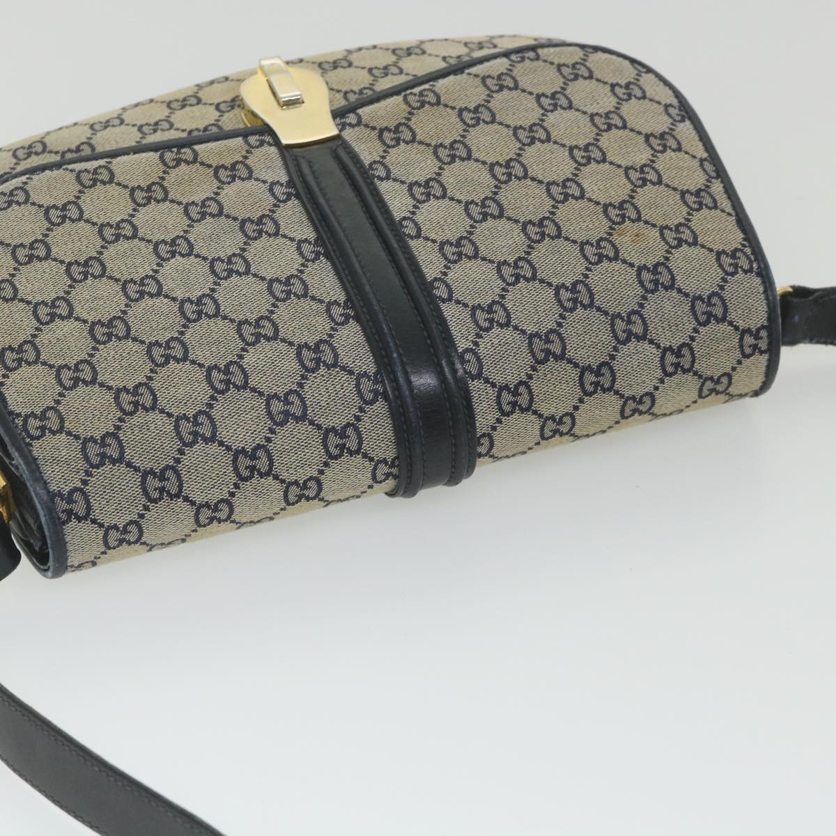 GUCCI GG Canvas Shoulder Bag Navy Auth ep2274