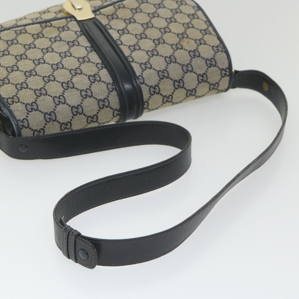 GUCCI GG Canvas Shoulder Bag Navy Auth ep2274