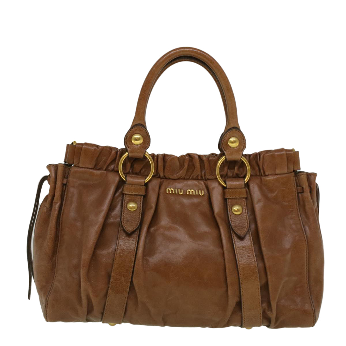 Miu Miu Hand Bag Leather 2way Brown Auth ep2276