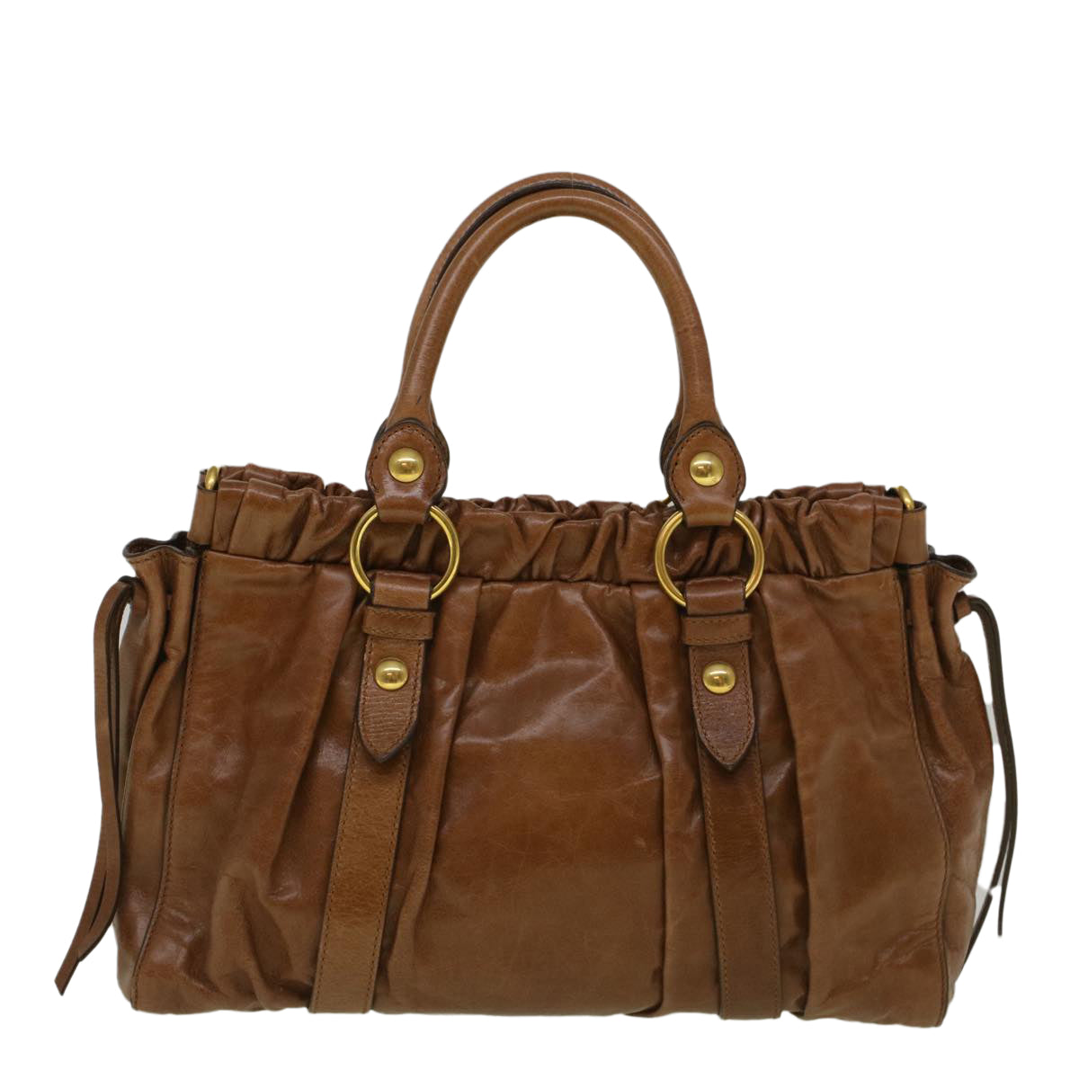 Miu Miu Hand Bag Leather 2way Brown Auth ep2276 - 0