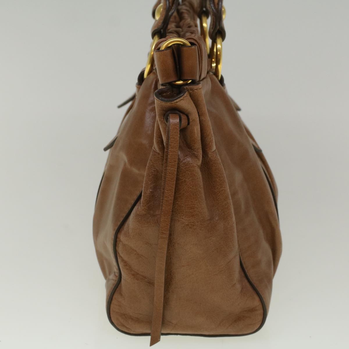 Miu Miu Hand Bag Leather 2way Brown Auth ep2276