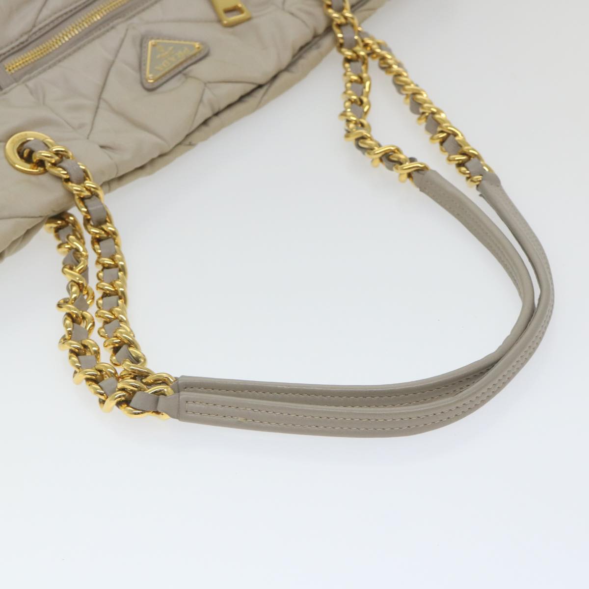 PRADA Chain Shoulder Bag Nylon Gray Auth ep2298