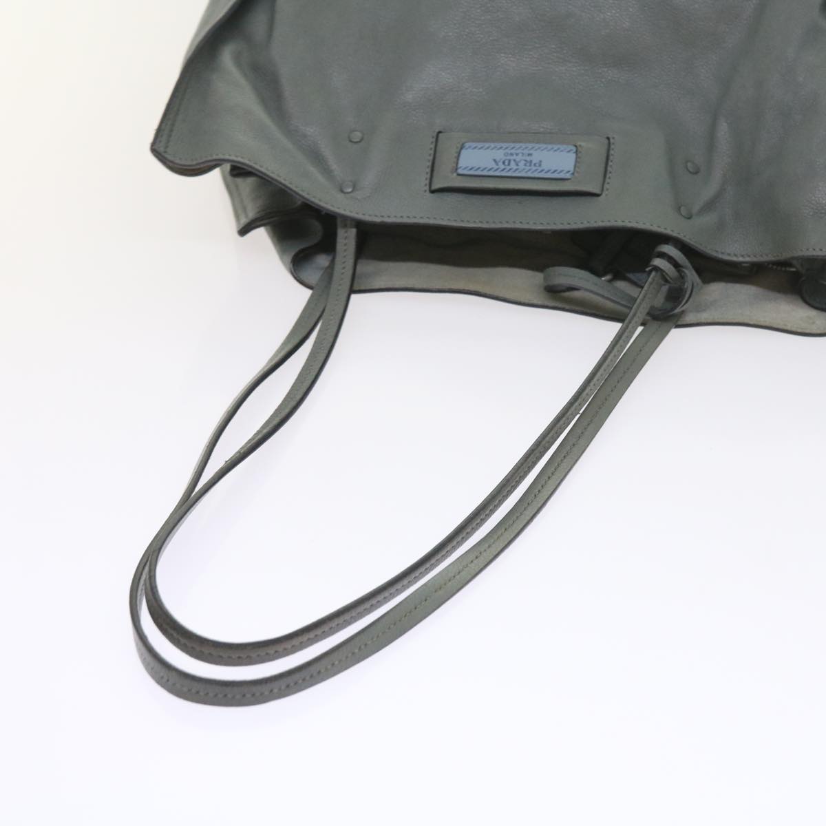 PRADA Tote Bag Leather Gray Auth ep2299
