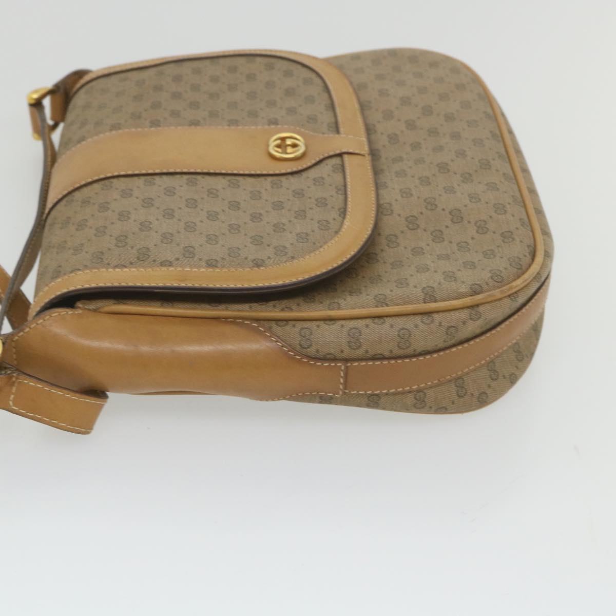 GUCCI Micro GG Supreme Shoulder Bag PVC Leather Beige Auth ep2305