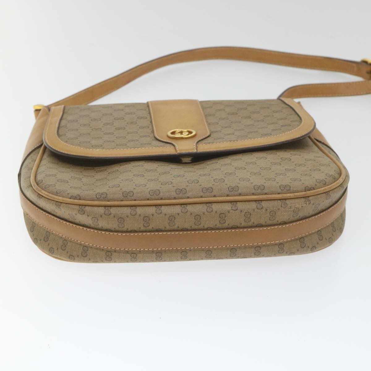 GUCCI Micro GG Supreme Shoulder Bag PVC Leather Beige Auth ep2305