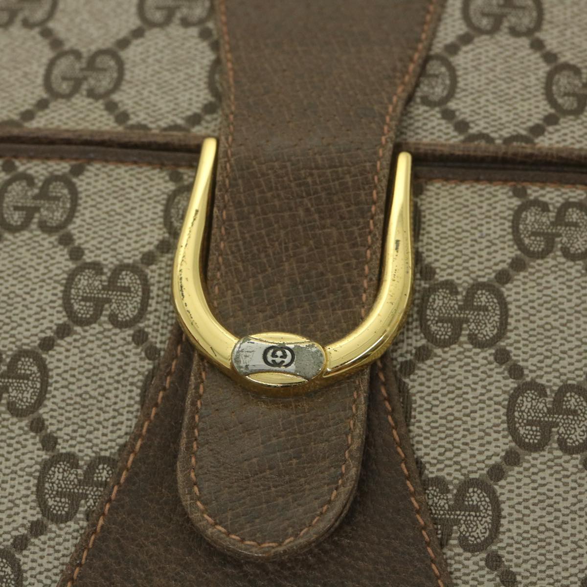 GUCCI GG Supreme Shoulder Bag PVC Leather Beige Auth ep2315