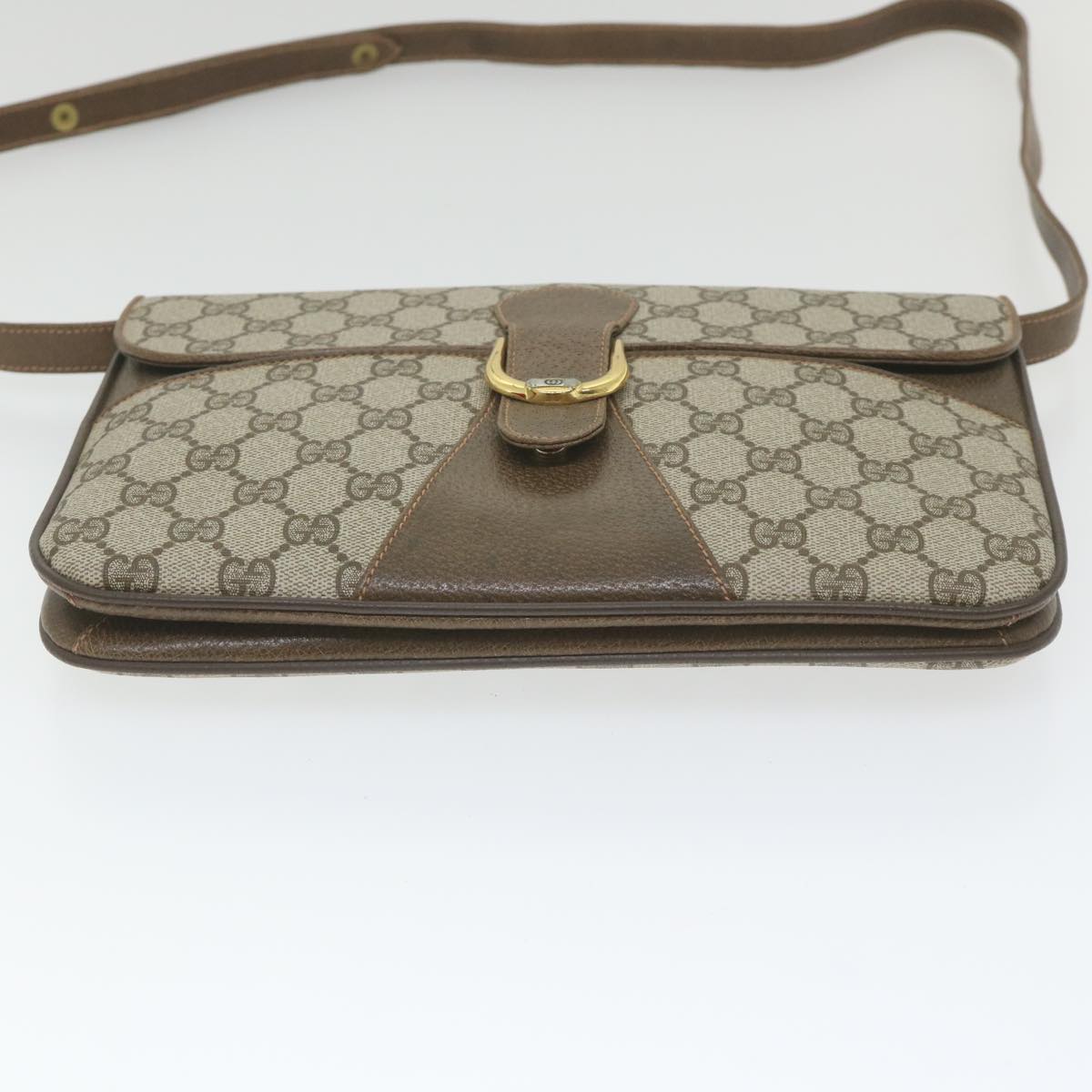 GUCCI GG Supreme Shoulder Bag PVC Leather Beige Auth ep2315