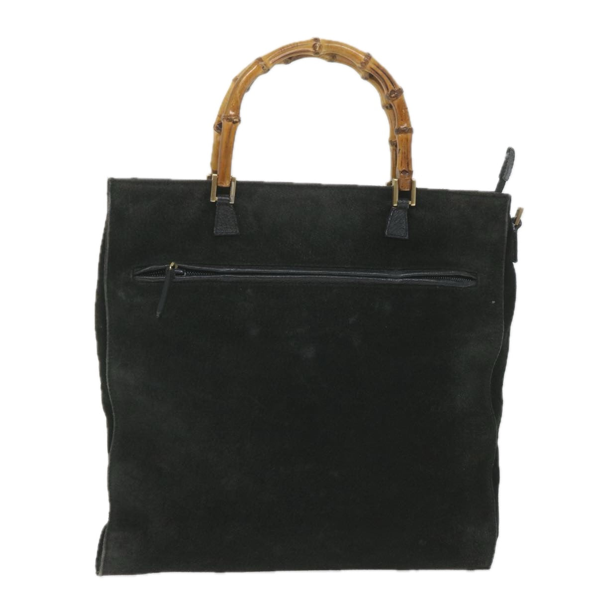 GUCCI Bamboo Tote Bag Suede Black 001 1095 1878 Auth ep2327