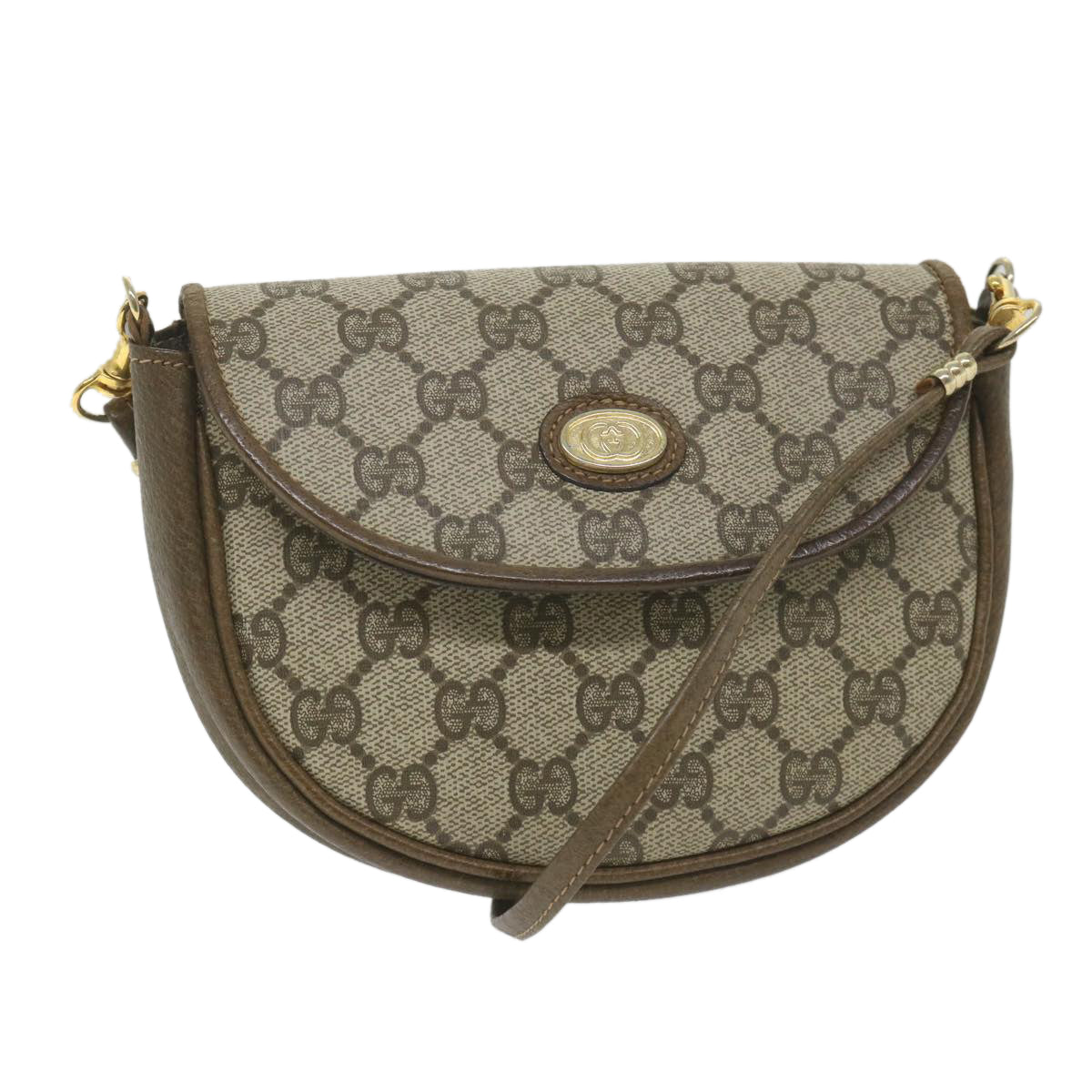 GUCCI GG Supreme Shoulder Bag PVC Leather Beige Auth ep2332