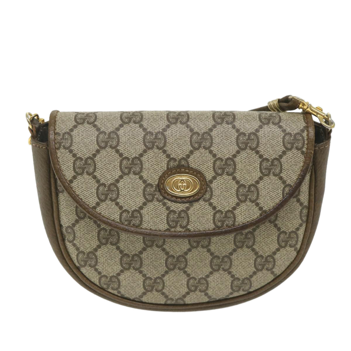 GUCCI GG Supreme Shoulder Bag PVC Leather Beige Auth ep2332