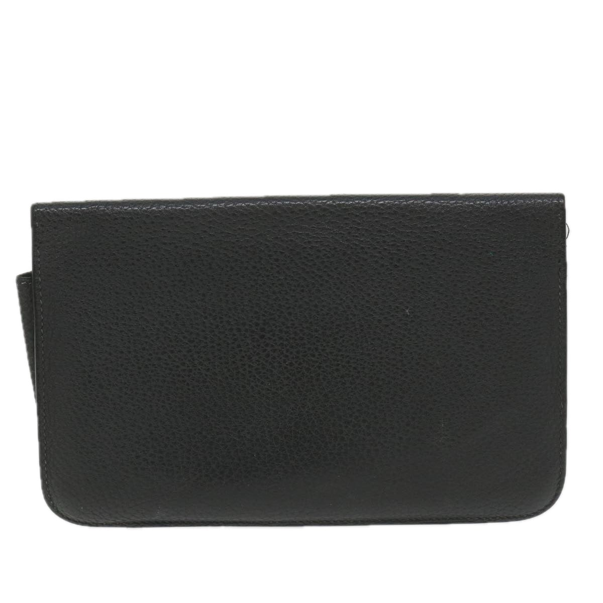 HERMES Dogon GM Wallet Leather Black Auth ep2334 - 0