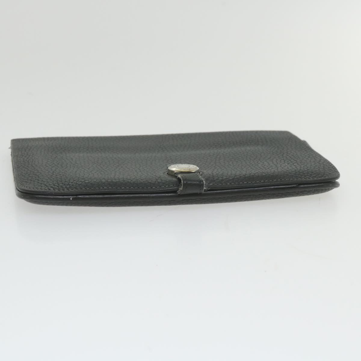 HERMES Dogon GM Wallet Leather Black Auth ep2334