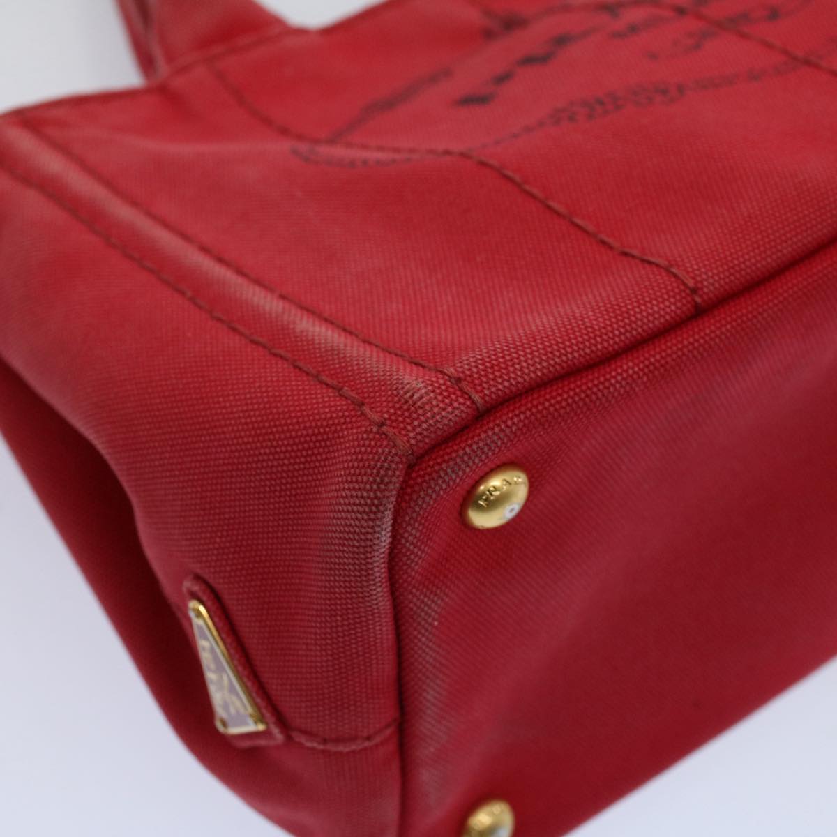 PRADA Canapa PM Hand Bag Canvas Red Auth ep2344