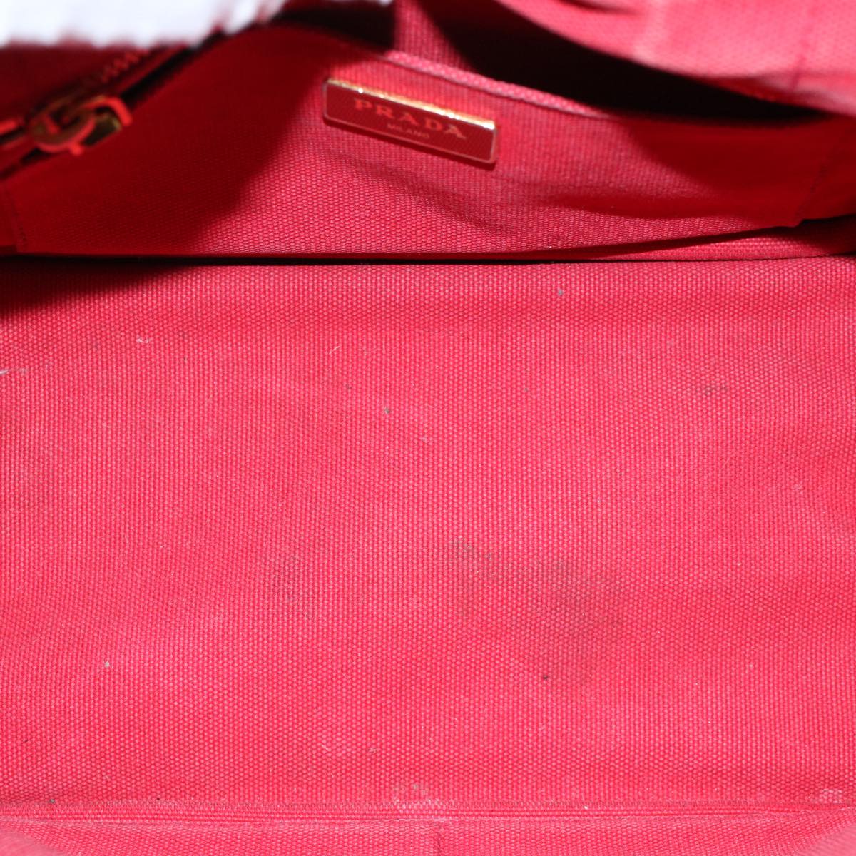 PRADA Canapa PM Hand Bag Canvas Red Auth ep2344