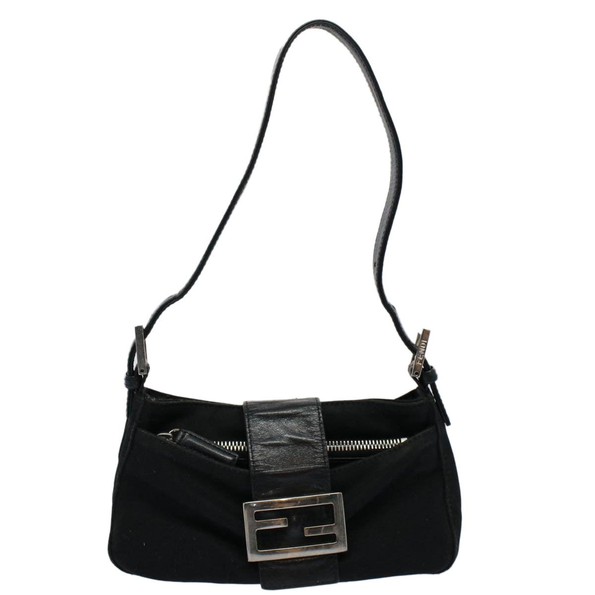 FENDI Mamma Baguette Shoulder Bag Nylon Black 2355 26723 009 Auth ep2357 - 0
