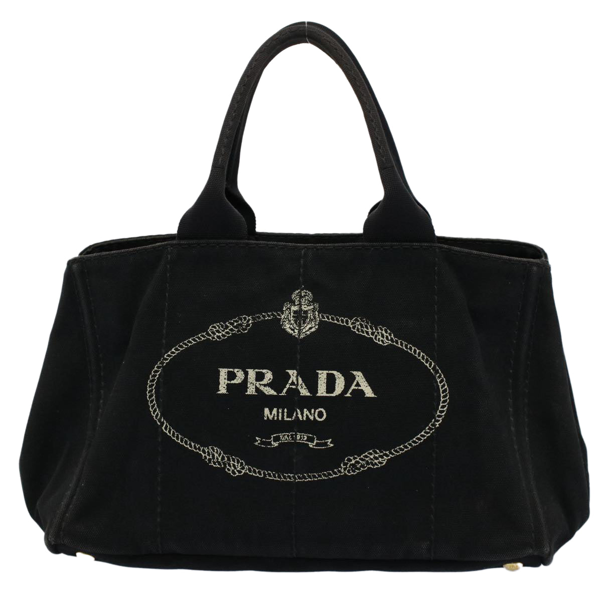 PRADA Canapa MM Hand Bag Canvas Black Auth ep2361 - 0
