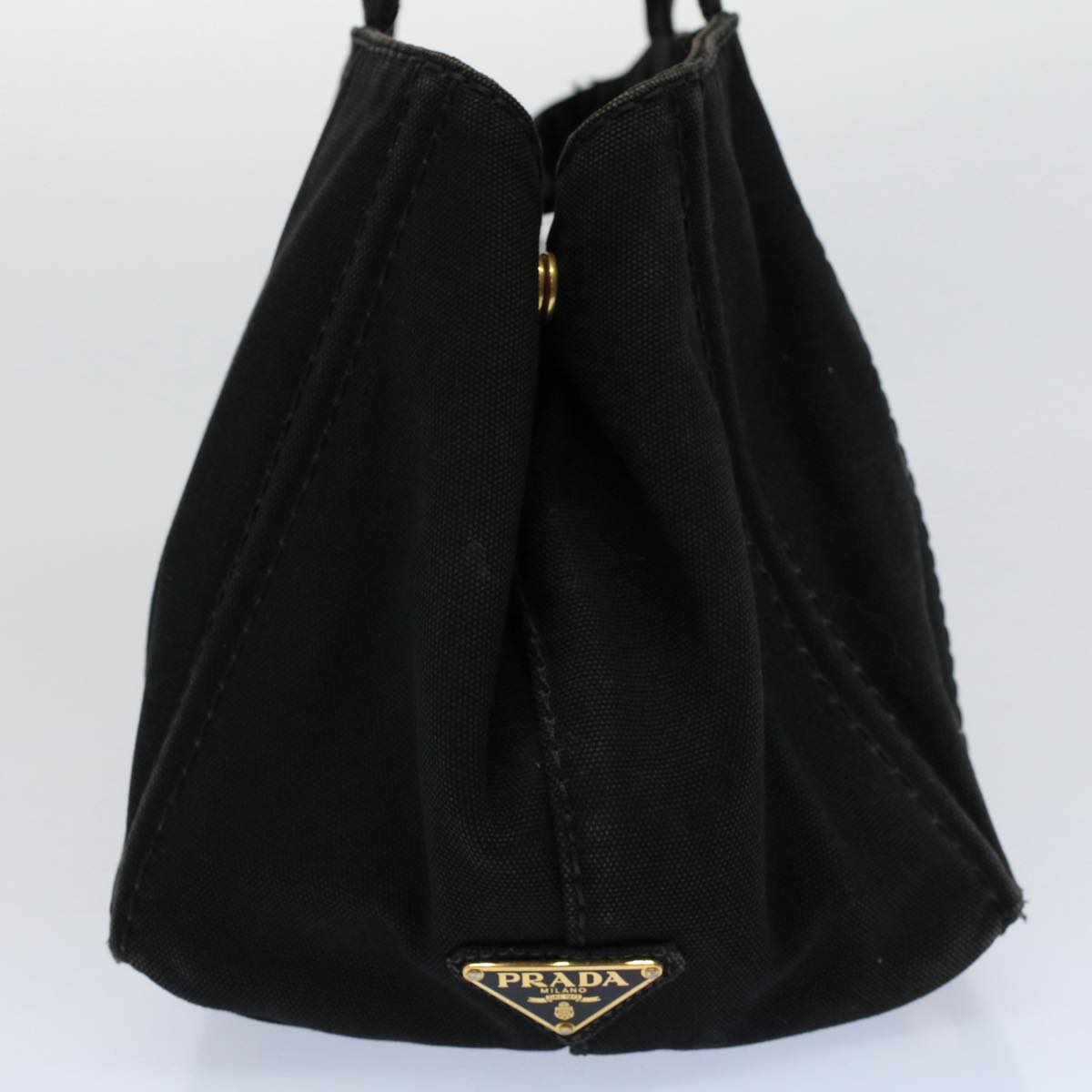 PRADA Canapa MM Hand Bag Canvas Black Auth ep2361