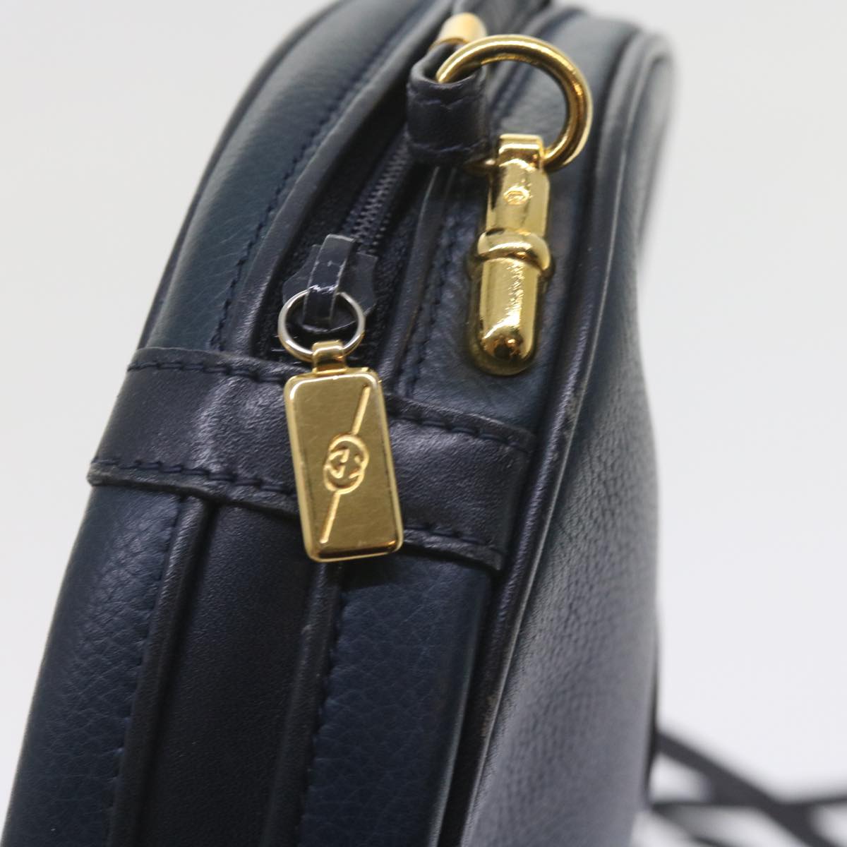 GUCCI Shoulder Bag Leather Navy 007 115 5575 Auth ep2414