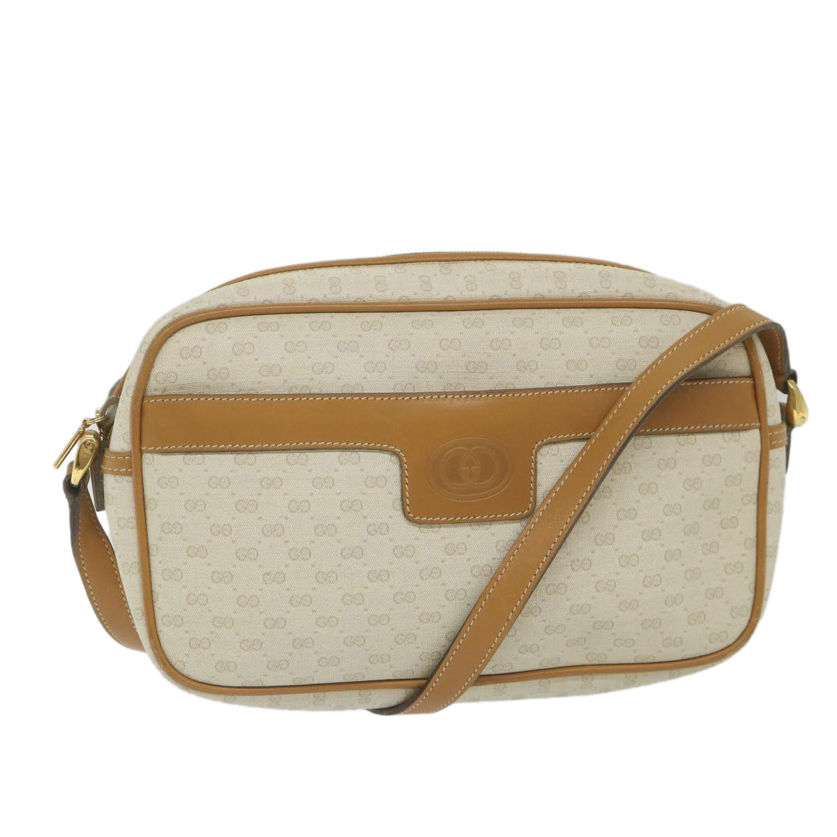 GUCCI Micro GG Supreme Shoulder Bag PVC Leather White Auth ep2442