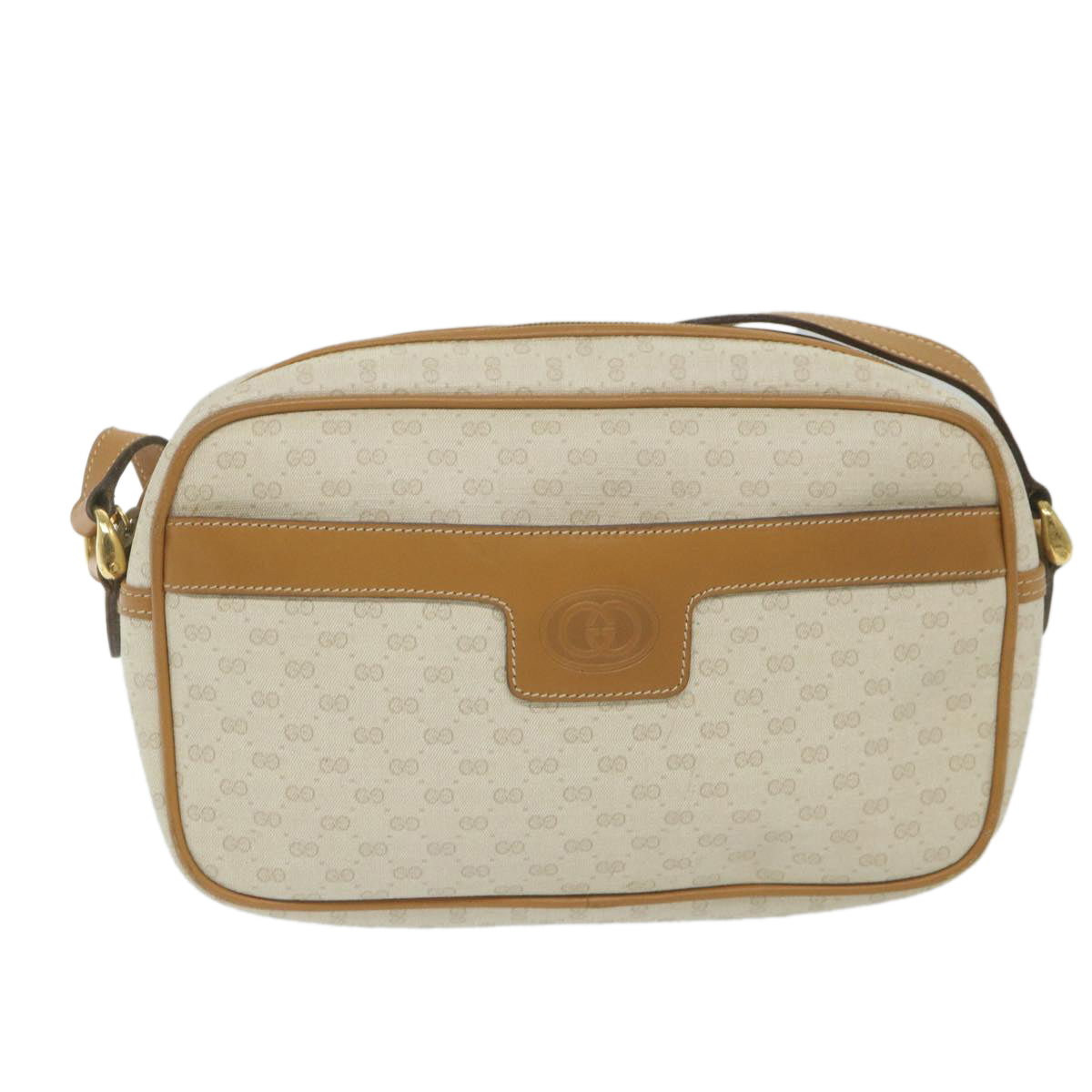 GUCCI Micro GG Supreme Shoulder Bag PVC Leather White Auth ep2442