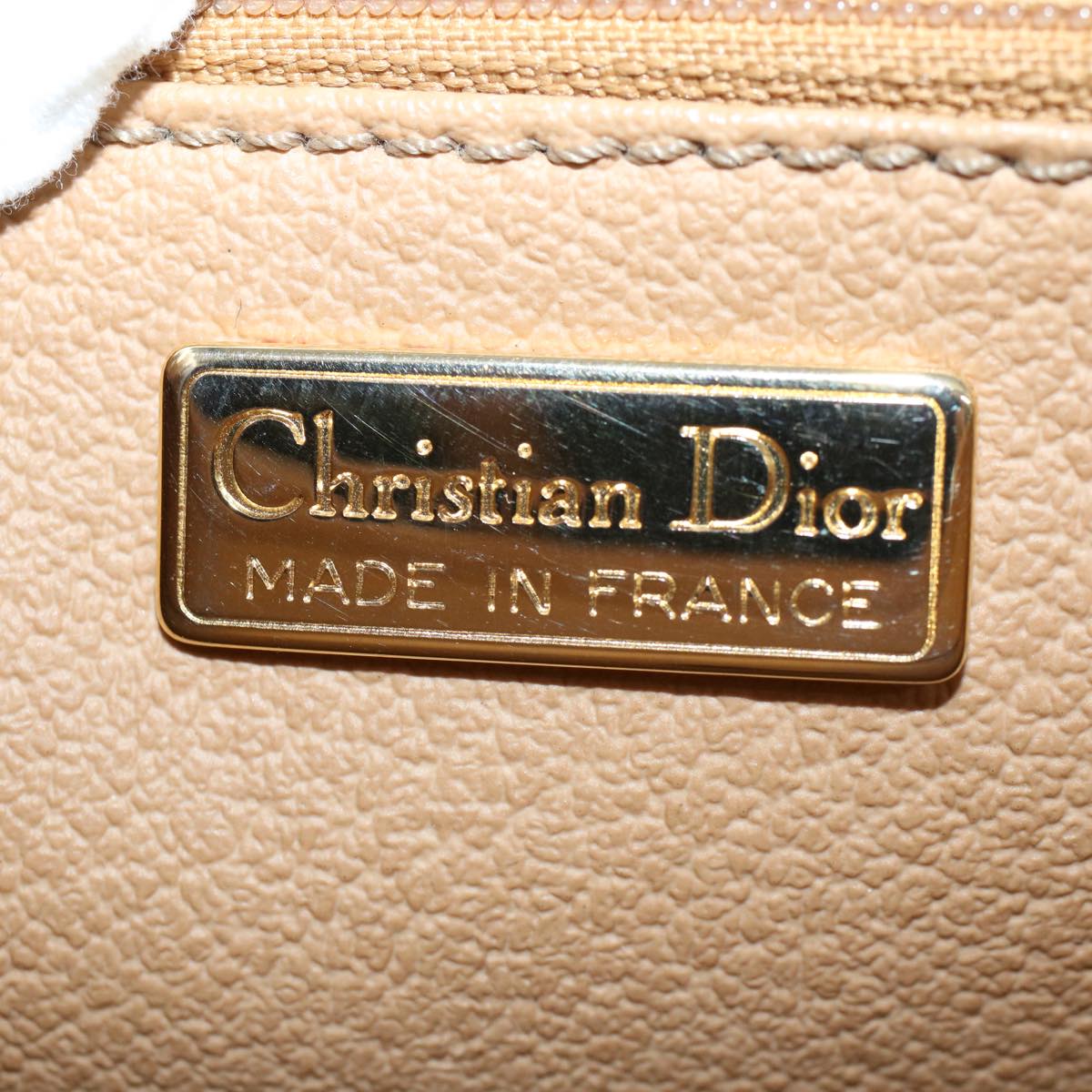 Christian Dior Trotter Canvas Shoulder Bag Beige Auth ep2445