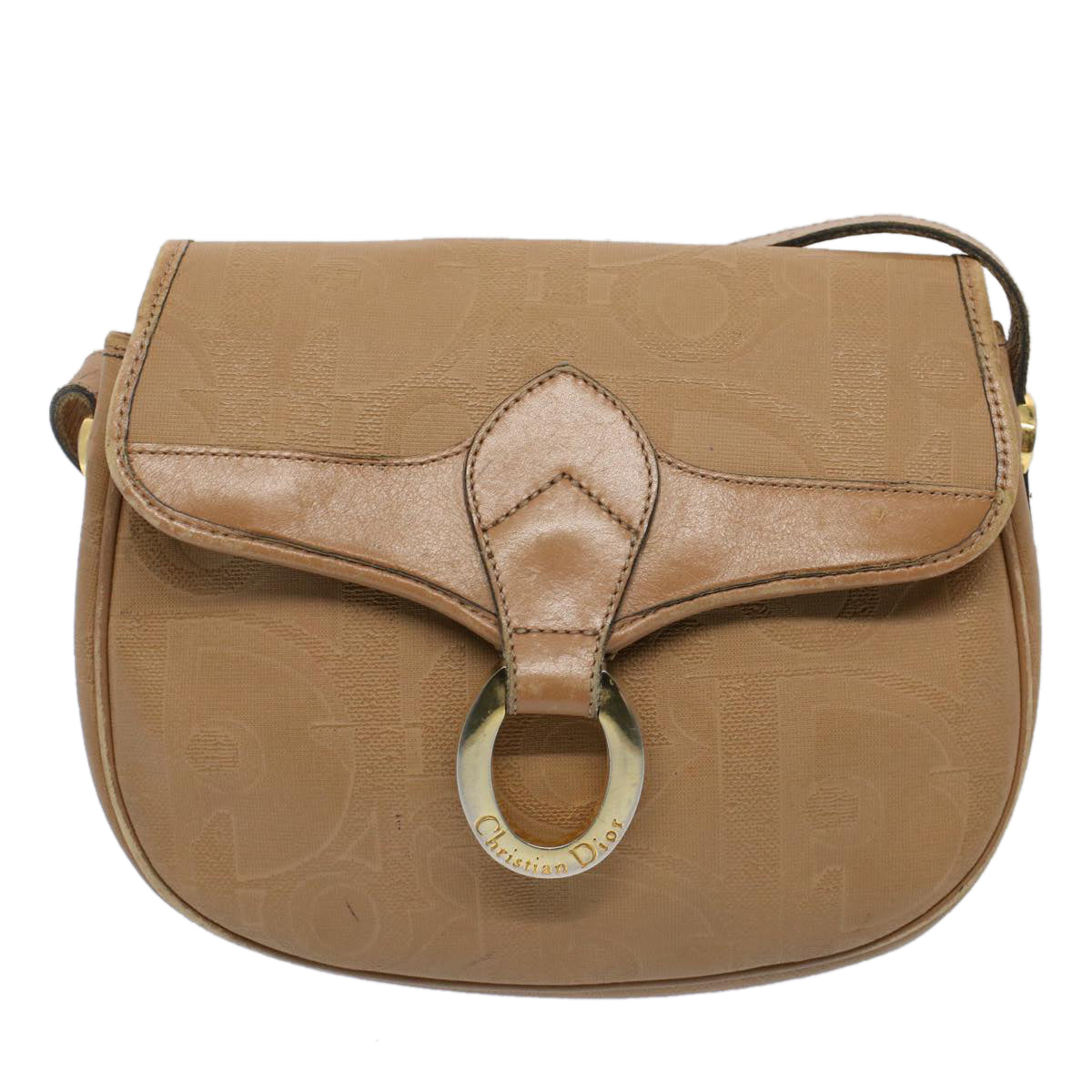 Christian Dior Trotter Canvas Shoulder Bag Beige Auth ep2445 - 0