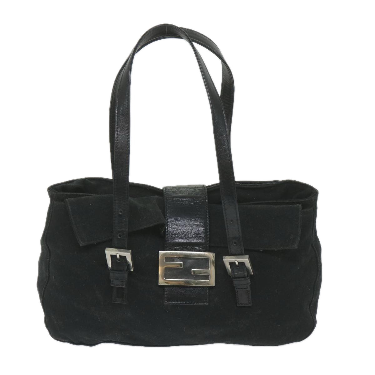 FENDI Mamma Baguette Shoulder Bag Nylon Black Auth ep2451
