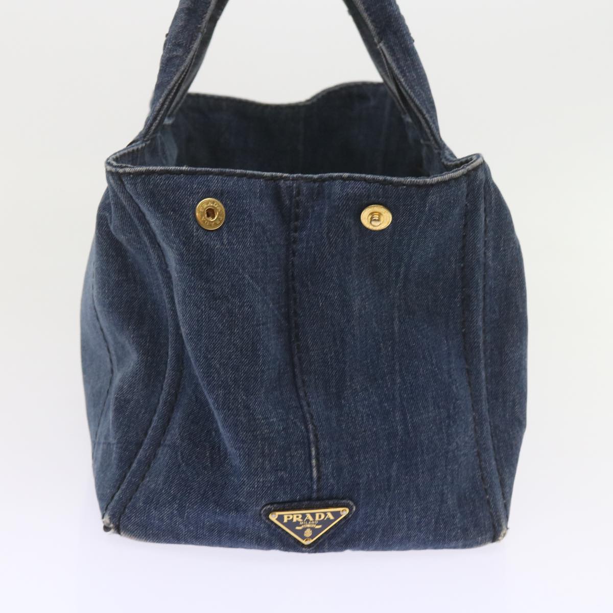 PRADA Canapa MM Hand Bag Denim Blue Auth ep2454