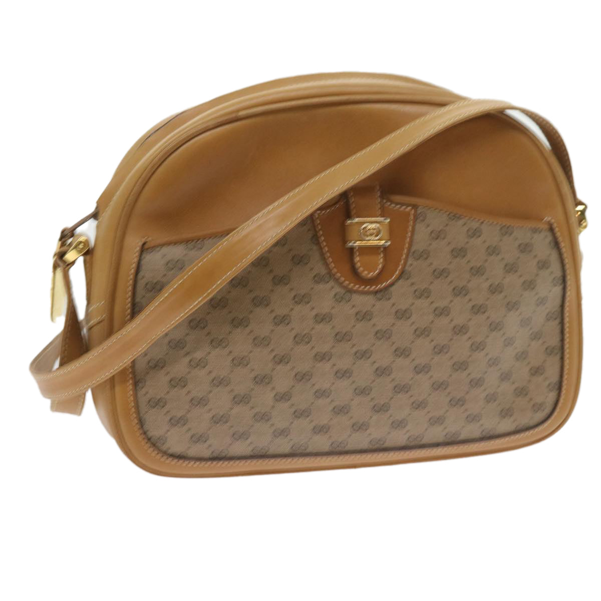 GUCCI Micro GG Supreme Shoulder Bag PVC Leather Beige 001 256 1189 Auth ep2458