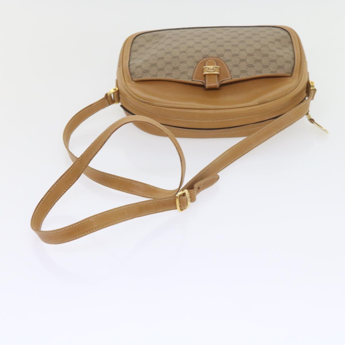 GUCCI Micro GG Supreme Shoulder Bag PVC Leather Beige 001 256 1189 Auth ep2458