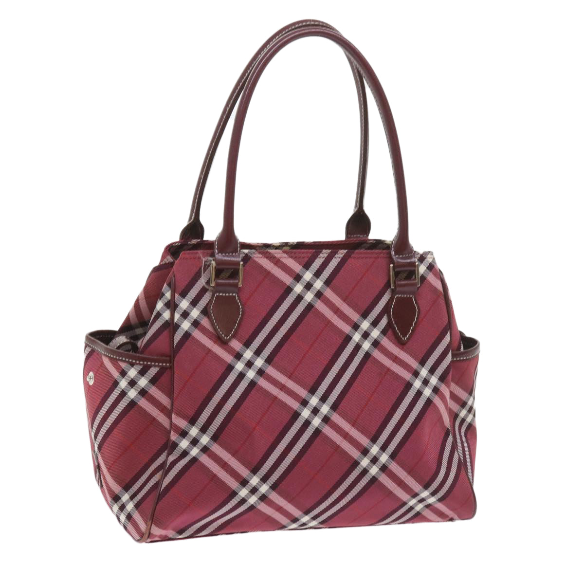 BURBERRY Nova Check Blue Label Shoulder Bag Nylon Red Auth ep2482