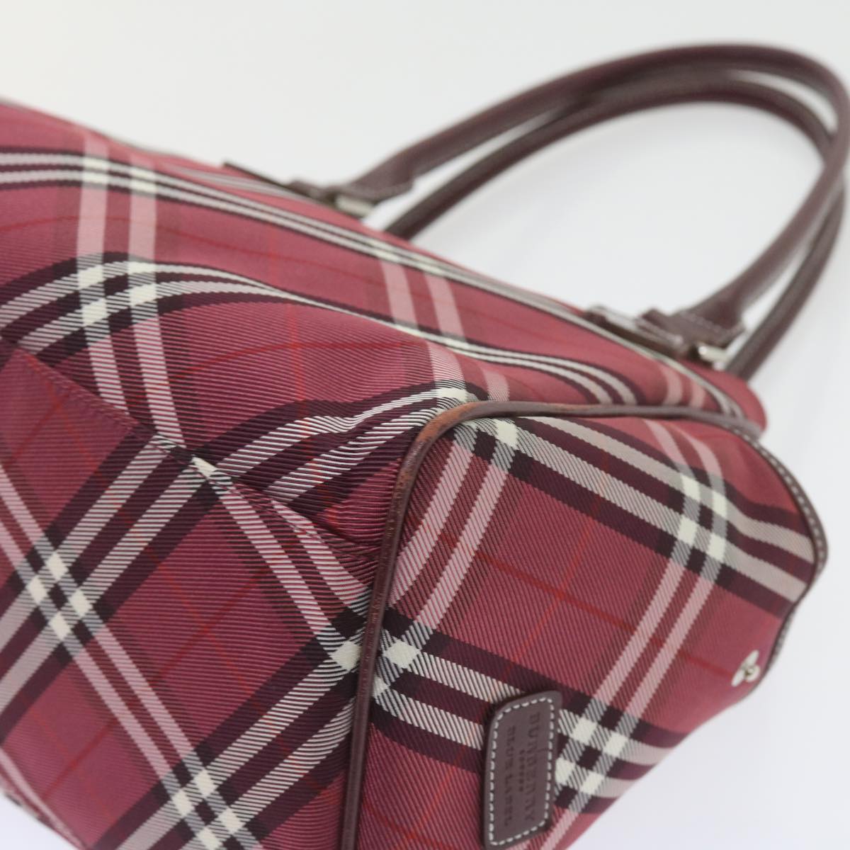 BURBERRY Nova Check Blue Label Shoulder Bag Nylon Red Auth ep2482