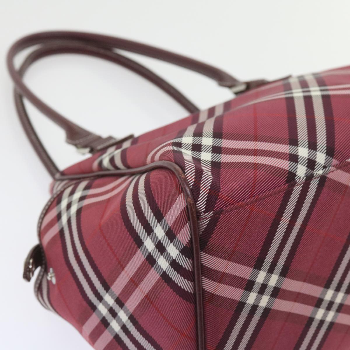 BURBERRY Nova Check Blue Label Shoulder Bag Nylon Red Auth ep2482