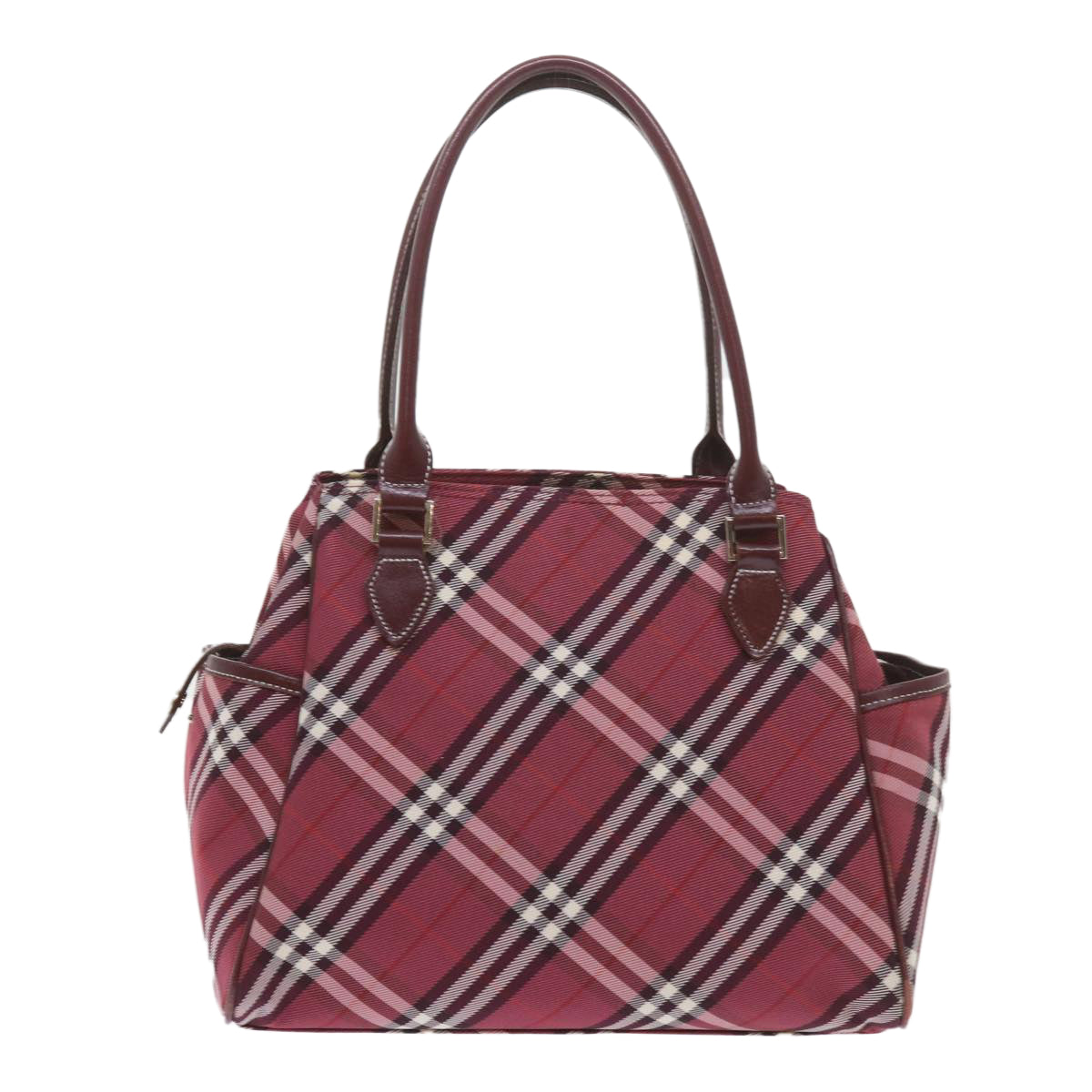 BURBERRY Nova Check Blue Label Shoulder Bag Nylon Red Auth ep2482