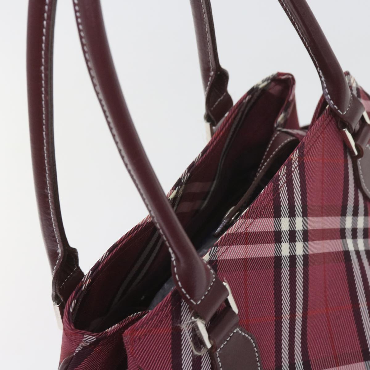 BURBERRY Nova Check Blue Label Shoulder Bag Nylon Red Auth ep2482