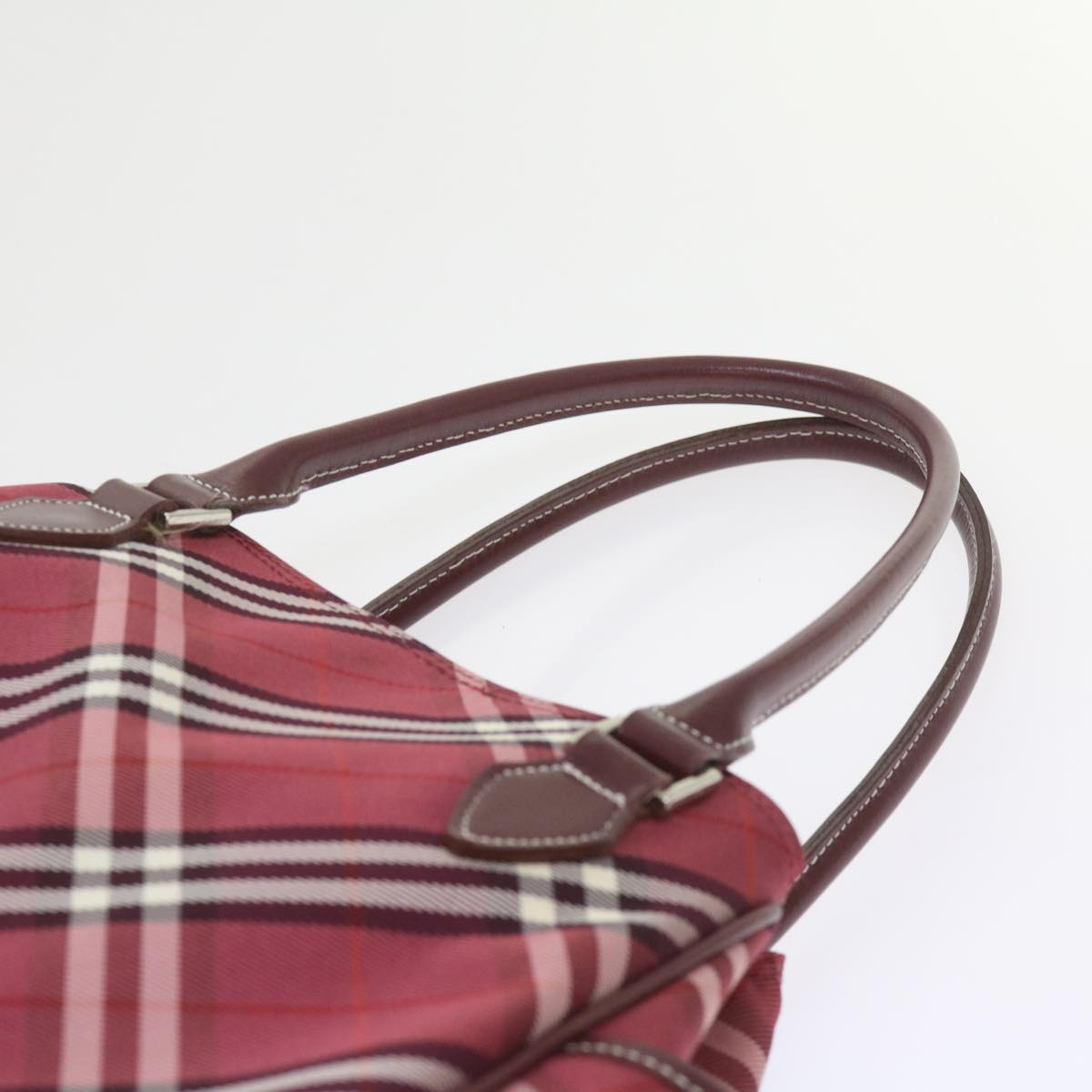 BURBERRY Nova Check Blue Label Shoulder Bag Nylon Red Auth ep2482