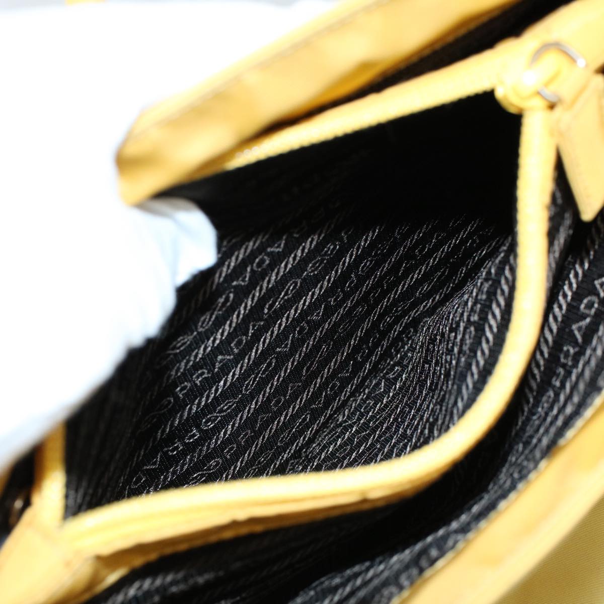 PRADA Hand Bag Nylon Yellow Auth ep2489