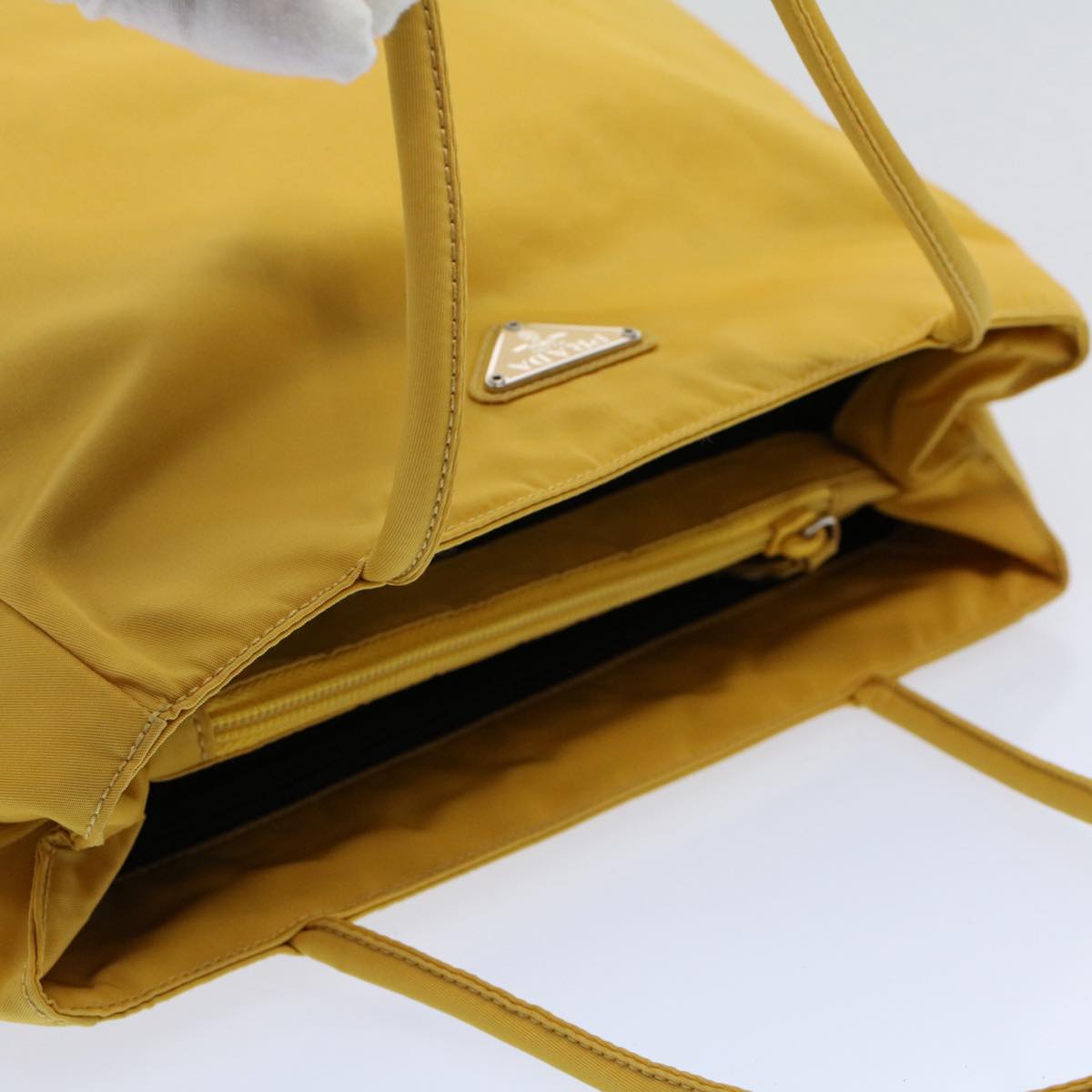 PRADA Hand Bag Nylon Yellow Auth ep2489