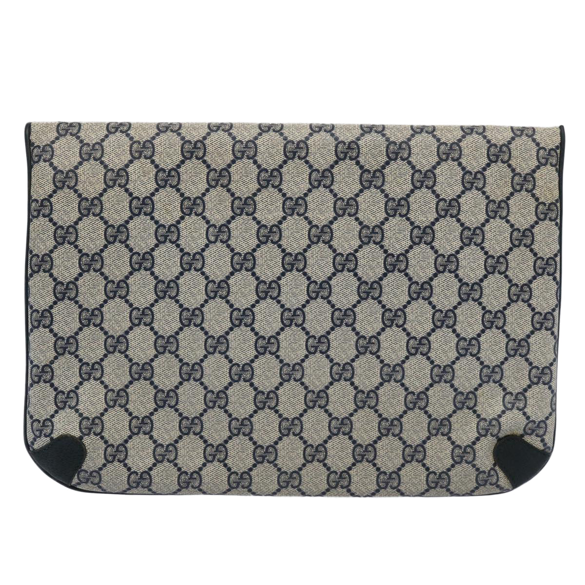 GUCCI GG Supreme Clutch Bag PVC Leather Navy 89 02 075 Auth ep2500