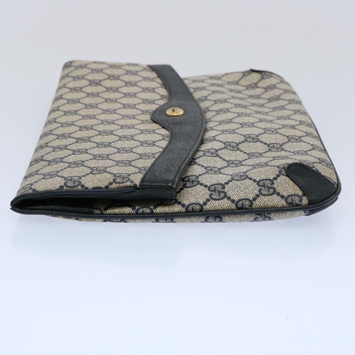 GUCCI GG Supreme Clutch Bag PVC Leather Navy 89 02 075 Auth ep2500