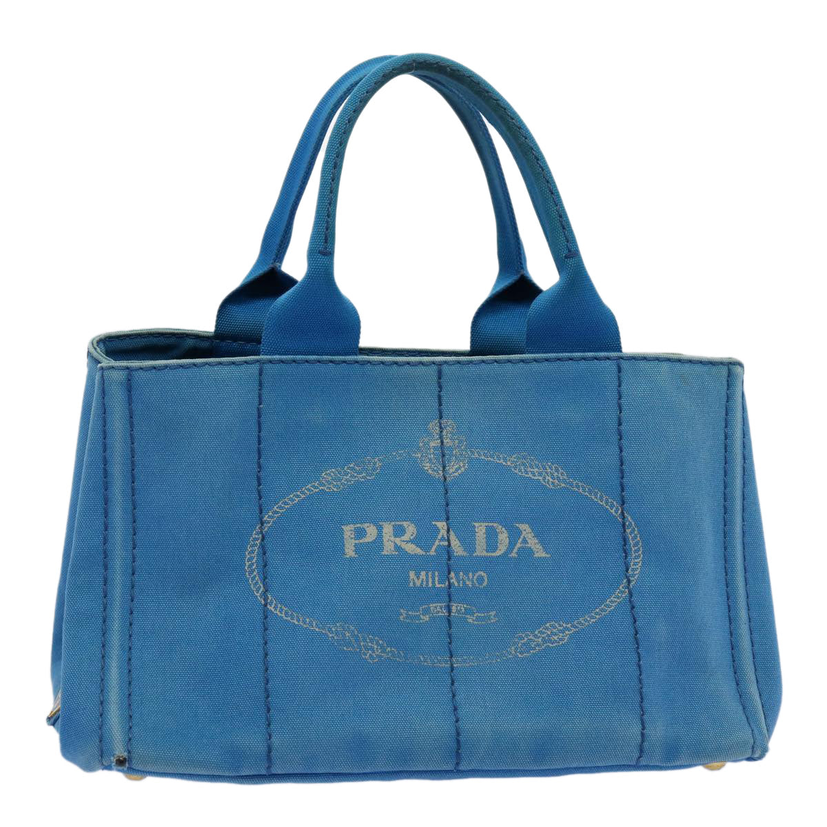 PRADA Canapa MM Hand Bag Canvas Blue Auth ep2510