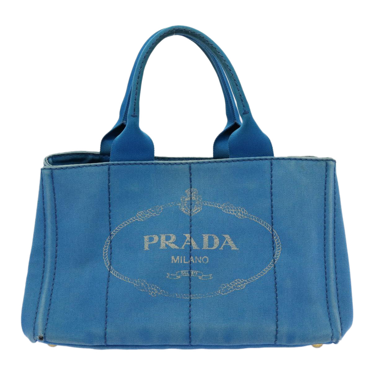 PRADA Canapa MM Hand Bag Canvas Blue Auth ep2510