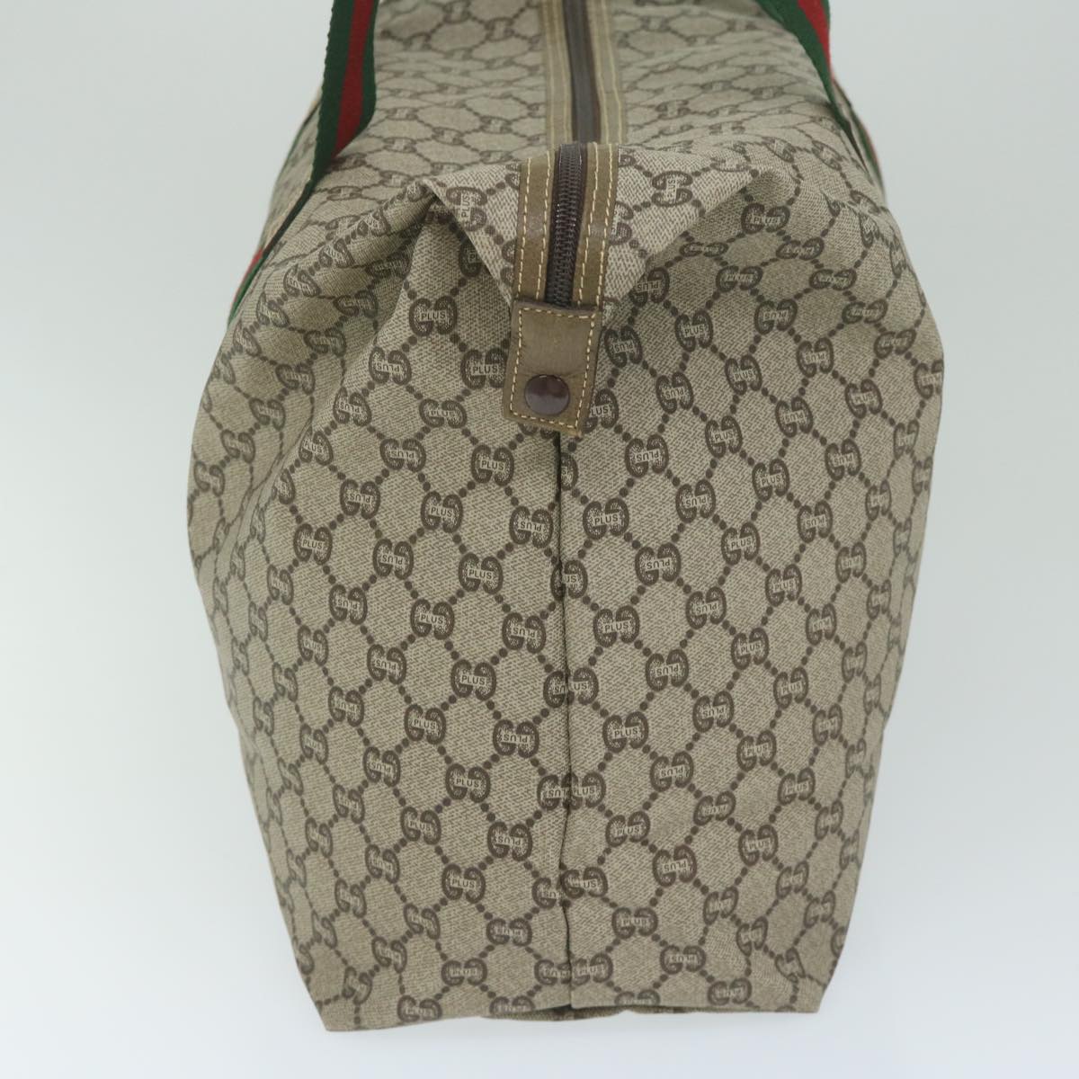 GUCCI GG Plus Supreme Web Sherry Line Tote Bag Beige Red Green Auth ep2516