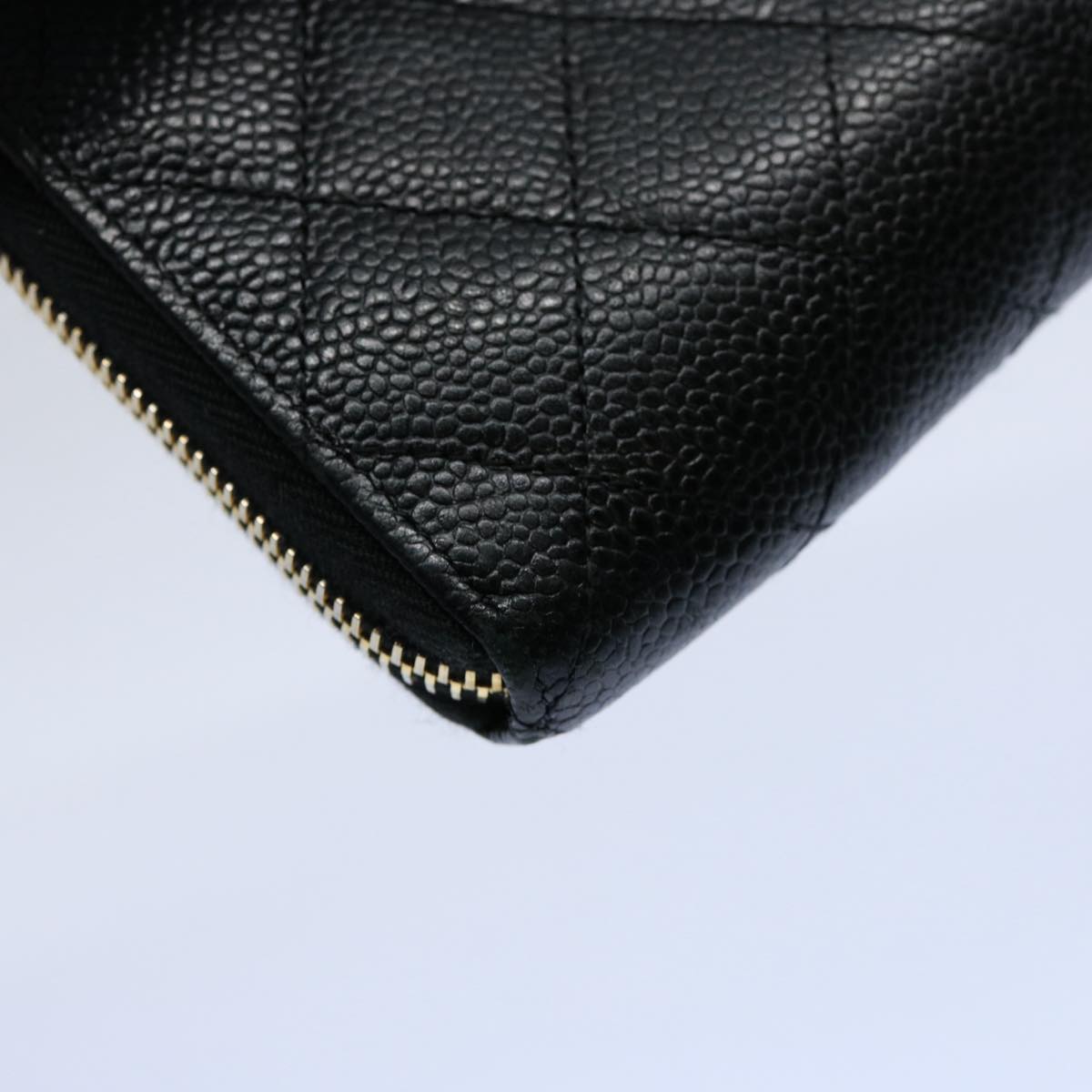 CHANEL Matelasse Long Wallet Caviar Skin Black CC Auth ep2517