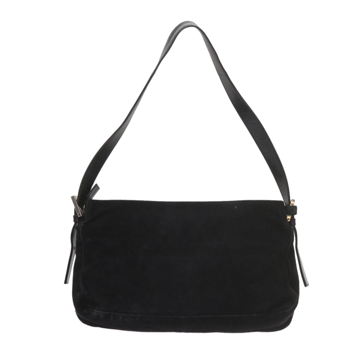 FENDI Mamma Baguette Shoulder Bag Suede Black Auth ep2539 - 0